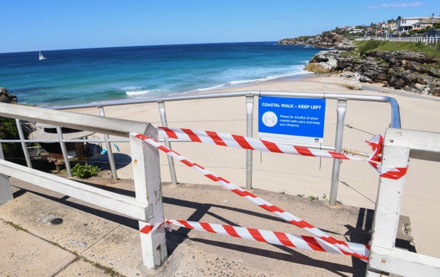 Waverley local council and NSW Police have been forced to close down the iconic Bondi to Bronte coastal walk due to behavioural issues with large numbers still continuing to ignore requests to stay at home on Easter Saturday April 11, 2020 in Sydney, Australia.