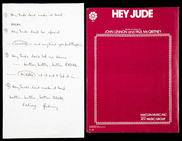 Χειρόγραφες (βιαστικές) σημειώσεις του Πολ Μακάρτνεϊ με τους στίχους του τραγουδιού για ηχογράφηση. Λονδίνο, 1968