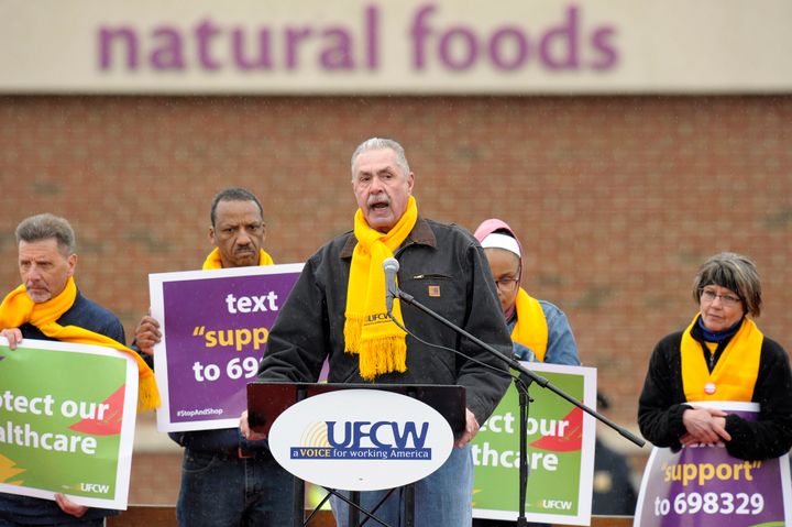 UFCW President Marc Perrone speaking at a strike rally in April 2019.