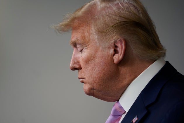 President Donald Trump speaks during a coronavirus task force briefing at the White House, Friday, April...