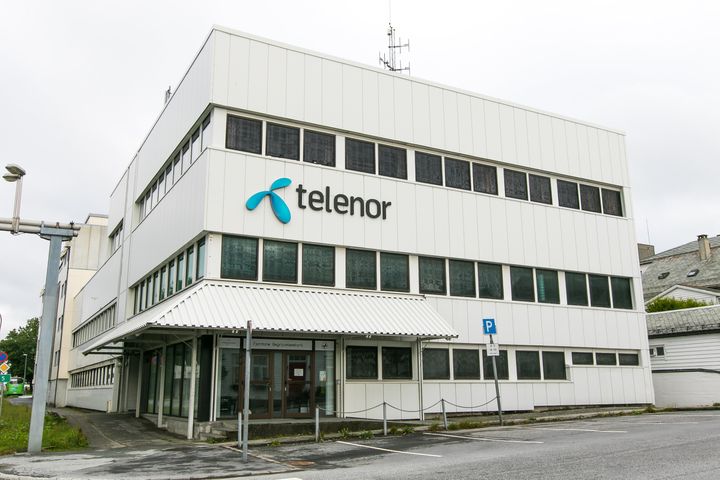 Floro, Norway, July 24, 2018: Telenor logo is displayed on the exterior of the communication service provider's office in Floro.