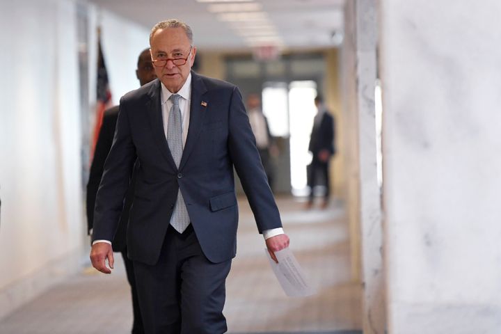 Senate Minority Leader Chuck Schumer arrives for a meeting on Capitol Hill on March 20.