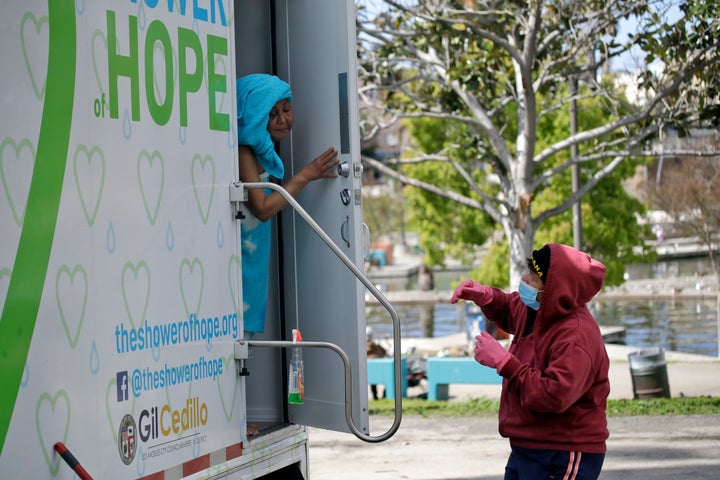 The nonprofit Shower of Hope provides mobile showers around Los Angeles that people experiencing homelessness can use.