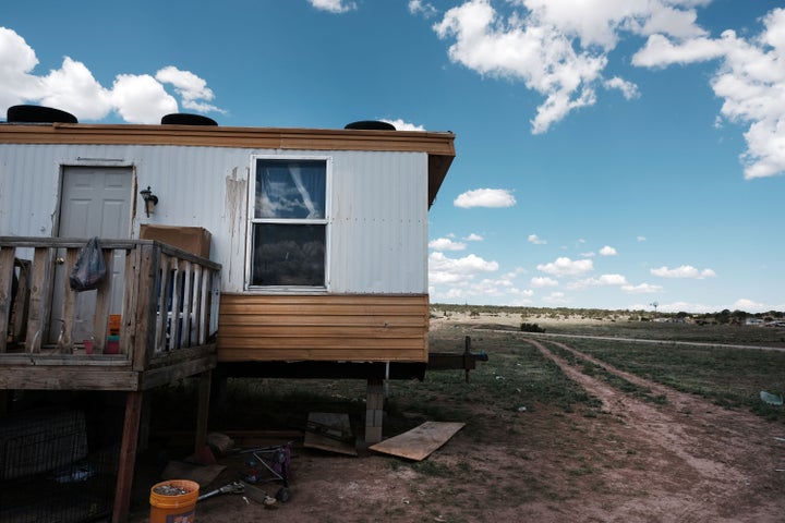 A trailer stands on land belonging to members of the Navajo Nation in Thoreau, New Mexico on June 06, 2019. Due to a legacy o