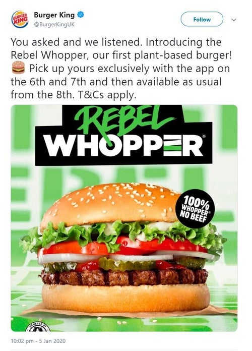 Burger King Ads For Plant-Based 'Rebel Whopper' Banned  Because The Burgers  Weren't Vegan | HuffPost UK Life