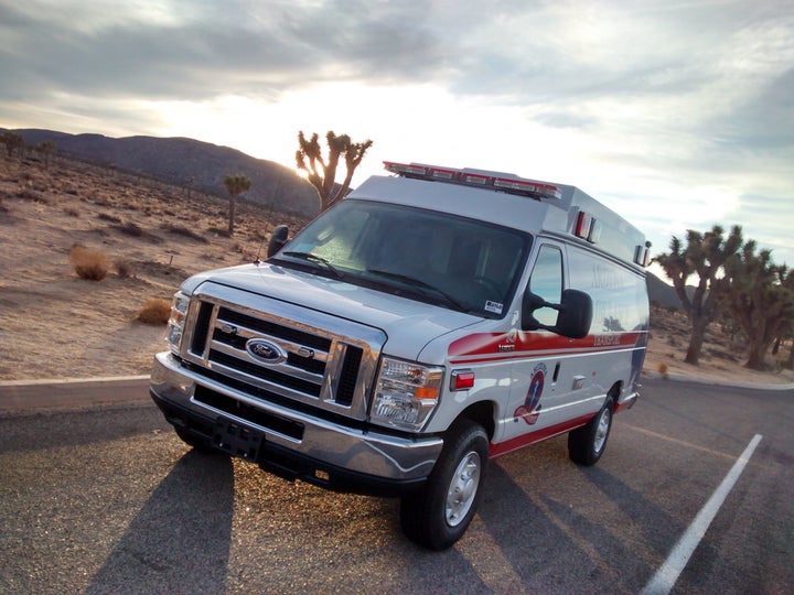 Paramedic Ryan Hilliard showcases the ambulance he uses in Sierra Vista, Arizona.