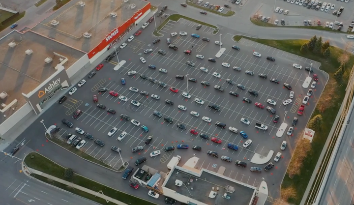 The lineup for Krispy Kremes in Mississauga, Ont.