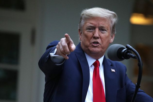 Donald Trump speaks during the daily briefing for the White House Coronavirus Task Force in the Rose Garden ...