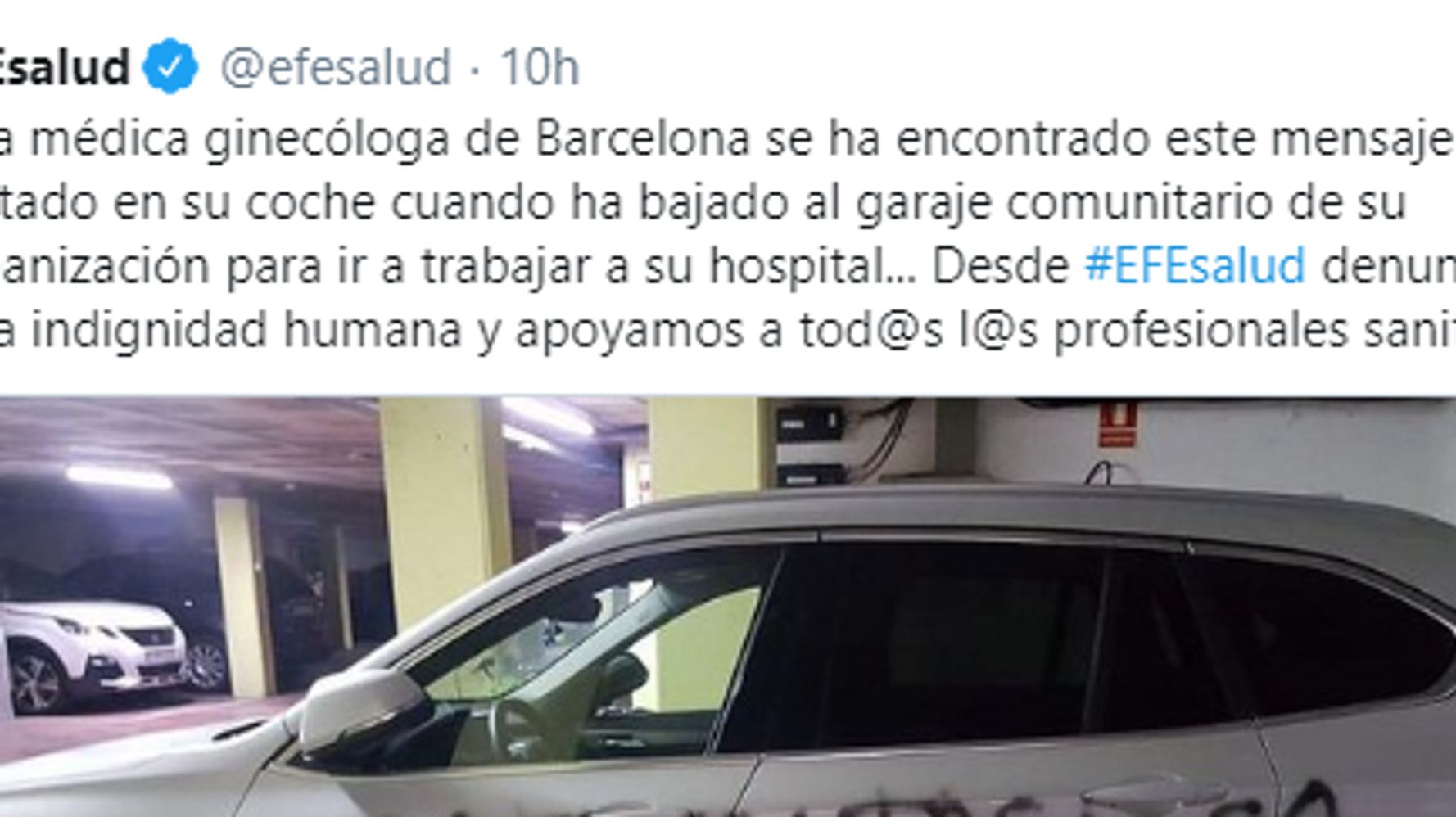 La lamentable pintada que encontrado una médica de Barcelona en su coche | HuffPost
