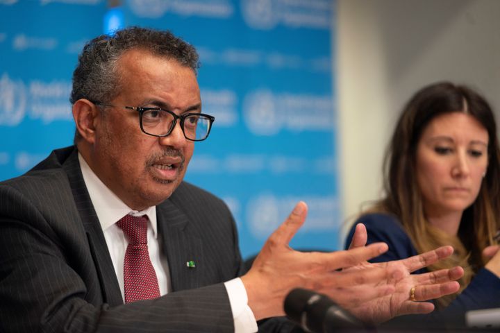 Director-general of the World Health Organization Tedros Adhanom Ghebreyesus attends a news conference on the outbreak of the coronavirus in Geneva, Switzerland, March 16, 2020.