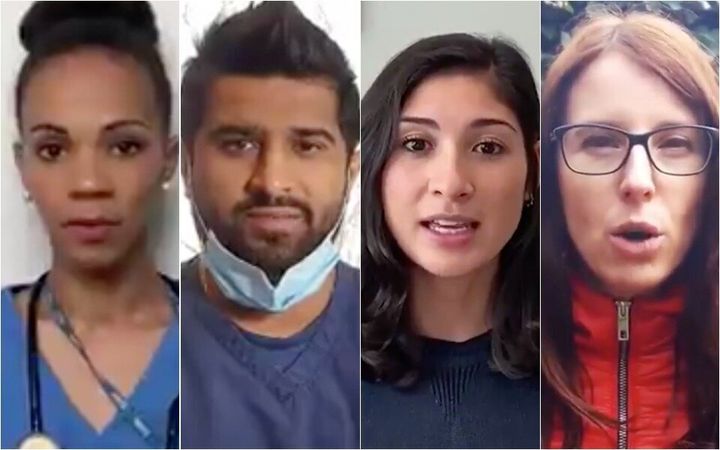 Nurses, doctors, delivery drivers, teachers, actors and broadcasters take it in turns to recite lines from Darren Smith’s poem “You Clap For Me Now” in the video.