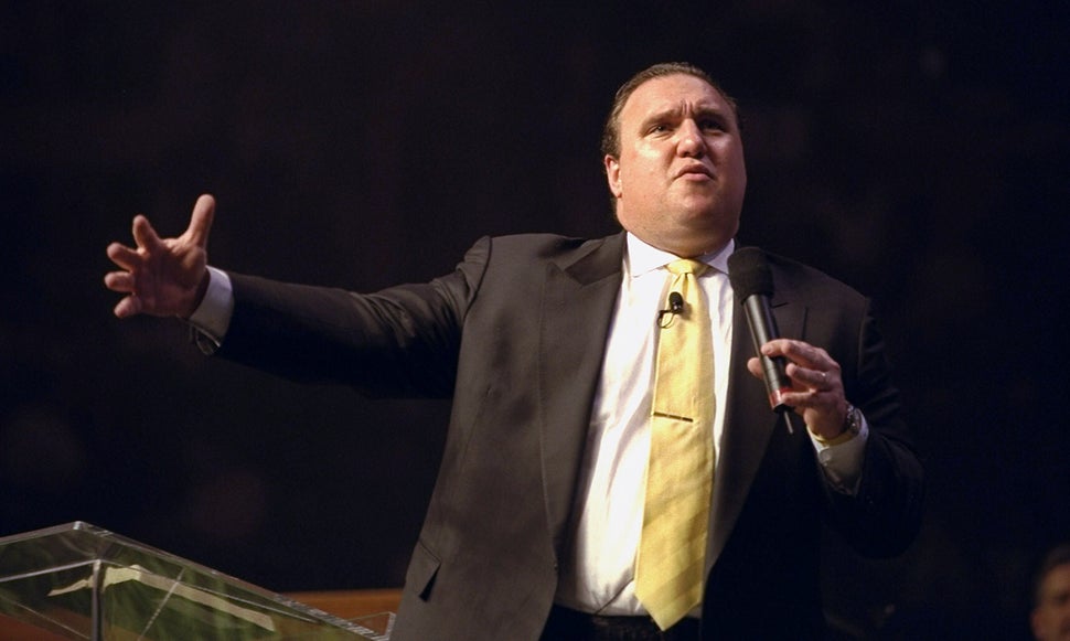 Dr. Rodney Howard-Browne speaks at Good News New York gospel crusade at Madison Square Garden.