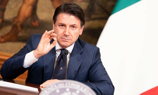 Giuseppe Conte, attending a press conference at Chigi Palace in Rome, Italy, 10 April