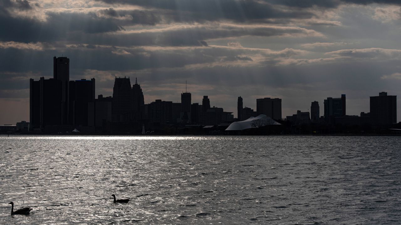 The Detroit skyline seen from Belle Isle Park last weekend. Michigan Gov. Gretchen Whitmer extended the state's stay-at-home order until April 30 to try to slow the spread of COVID-19.