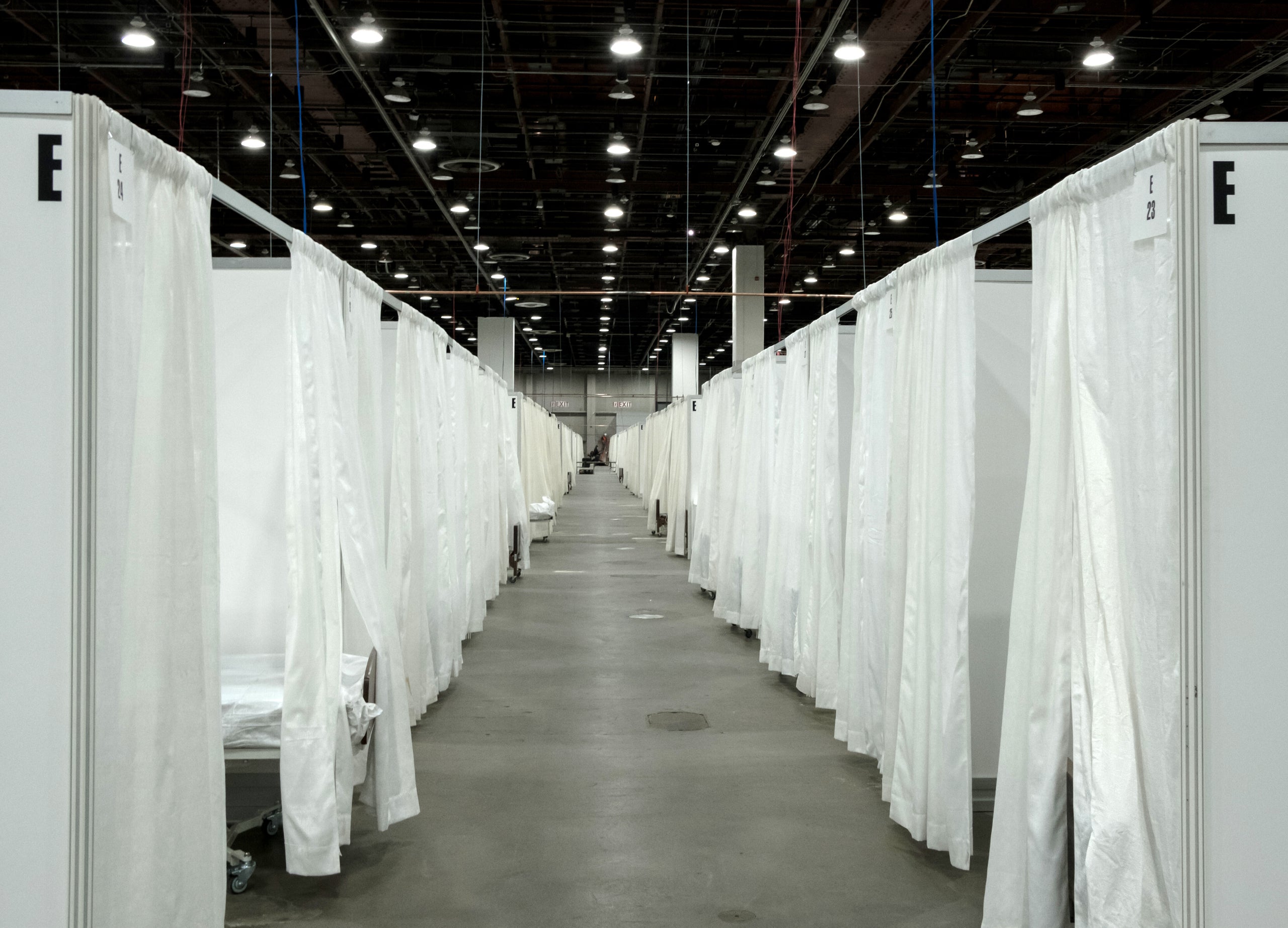 The TCF Center in Detroit has been turned into a 1,000-bed field hospital that will act as an overflow area for patients who 