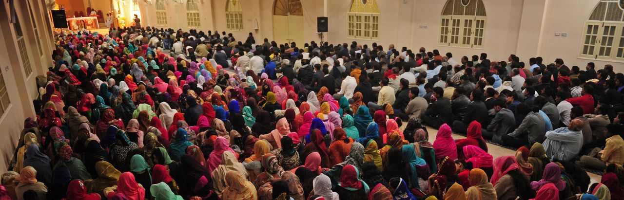 Members of St. Peter's Catholic Church in Karachi attend a Christmas service shortly after the nation's largest church opened in 2011. (AP Photo/Fareed Khan)