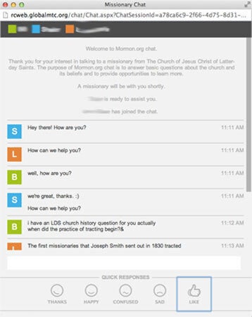 <em>A recent "Chat With a Mormon" discussion.</em>