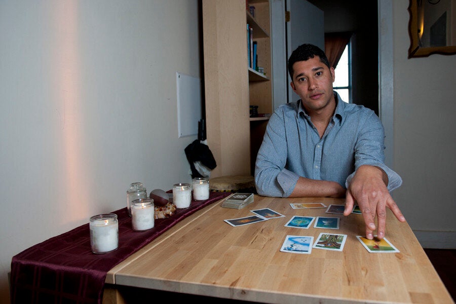 David does a reading in his apartment in Bushwick, Brooklyn. (Wendy George/Huffington Post)