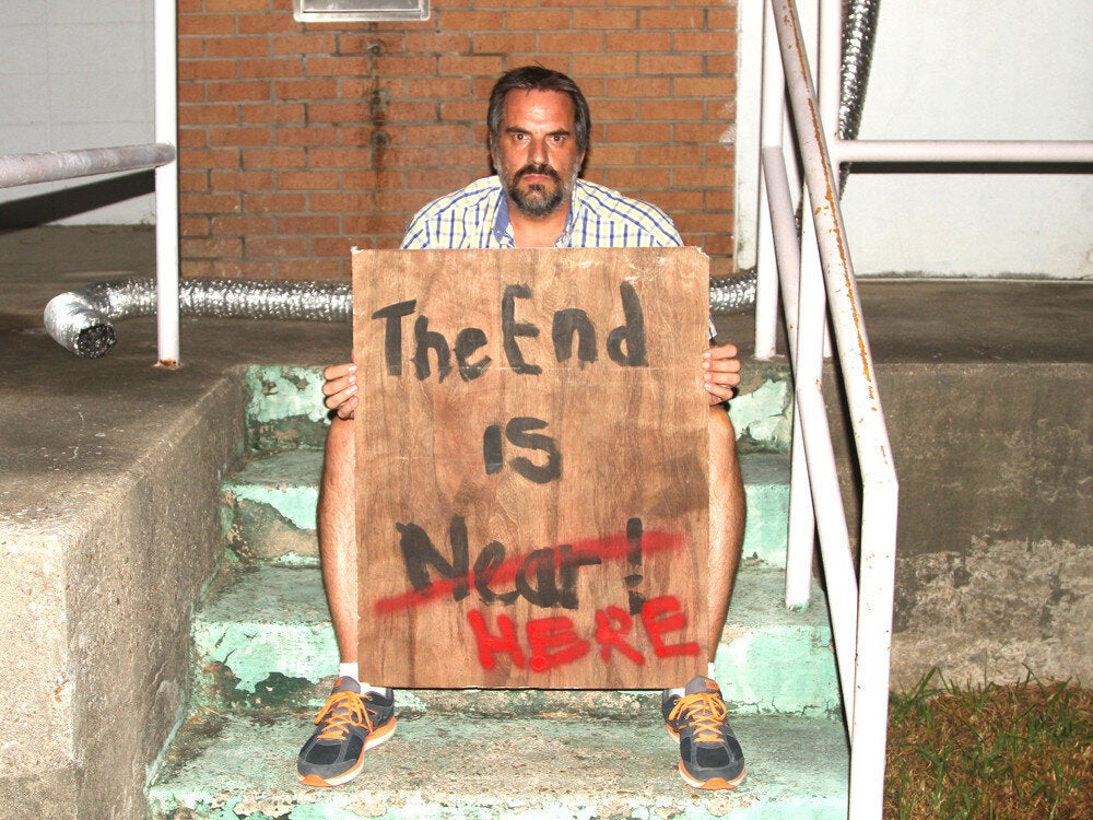 Paul Lalonde is part of the growing nexus of Christian filmmakers who are trying to reach mainstream audiences. Here he holds a prop from the set of "Left Behind," which he co-produced and co-wrote. (Photo: Stoney Lake Entertainment)