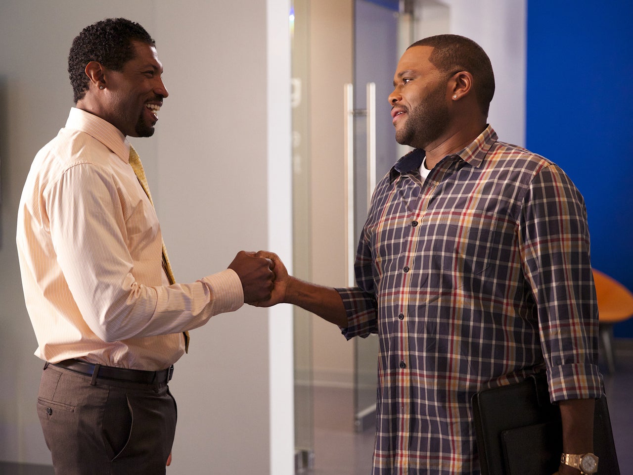 Anthony Anderson, right, in episode three of "Black-ish," in which Dre sets out to expand Andre Jr.'s social circle to include more black kids after he discovers Andre Jr. is clueless about "the nod." (Photo by Greg Gayne/ABC via Getty Images)