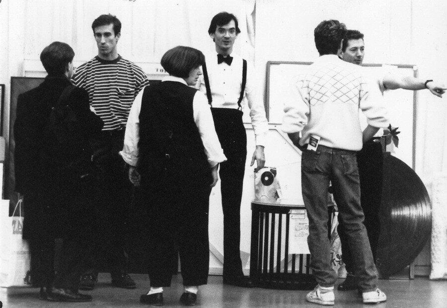 Strub, center, at an ACT UP auction in 1989. (Photo courtesy of Sean Strub)