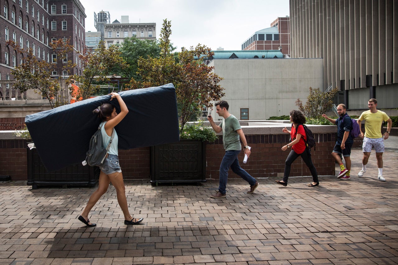 <em>Emma Sulkowicz, a Columbia University senior, says she'll carry her mattress around campus for as long as the man who she accuses of raping her remains at the school.</em>