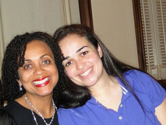 <em>Julia and I with forced smiles following an epic hair battle.</em>