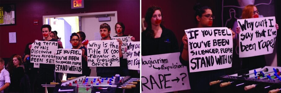 <em>Grinnell students organized a protest in fall 2014 after a student was reprimanded for an article criticizing the school's response to rape.</em>