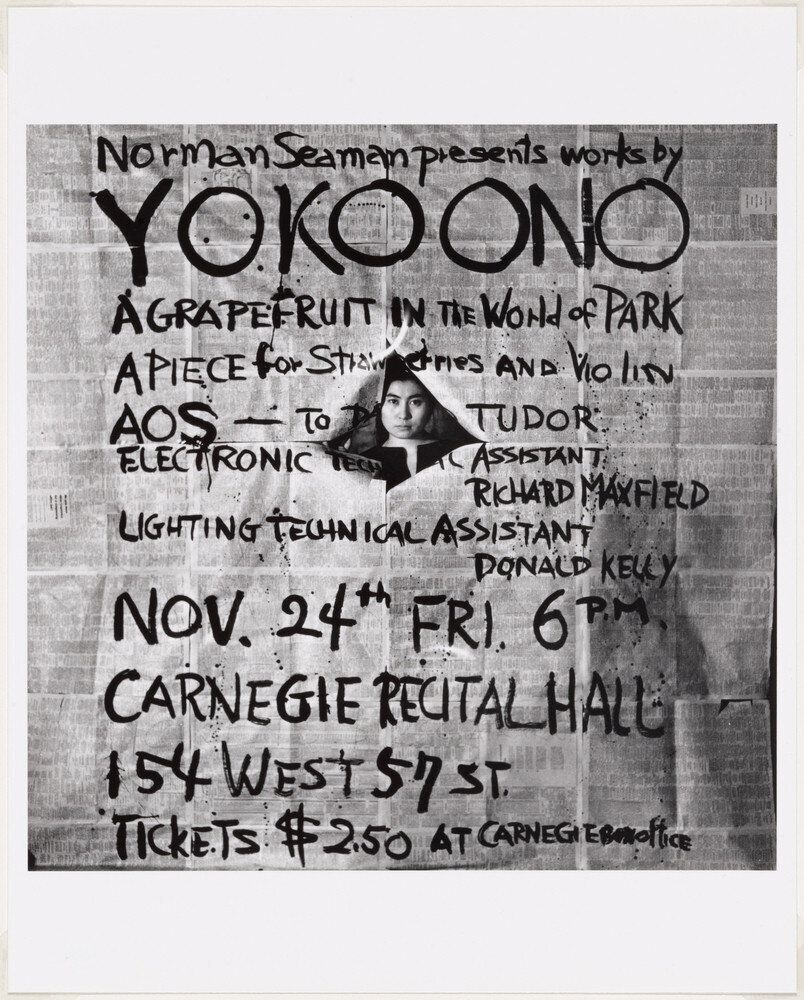 Works by Yoko Ono, poster, Carnegie Recital Hall, New York, November 24, 1961. Photograph by George Maciunas. The Museum of Modern Art, New York. The Gilbert and Lila Silverman Fluxus Collection Gift, 2008. © 2014 George Maciunas