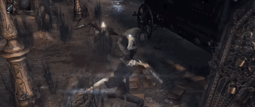 Gameplay in "Bloodborne." (<a href="https://www.youtube.com/watch?v=Tvi51MDOZTQ" target="_hplink">Source</a>)