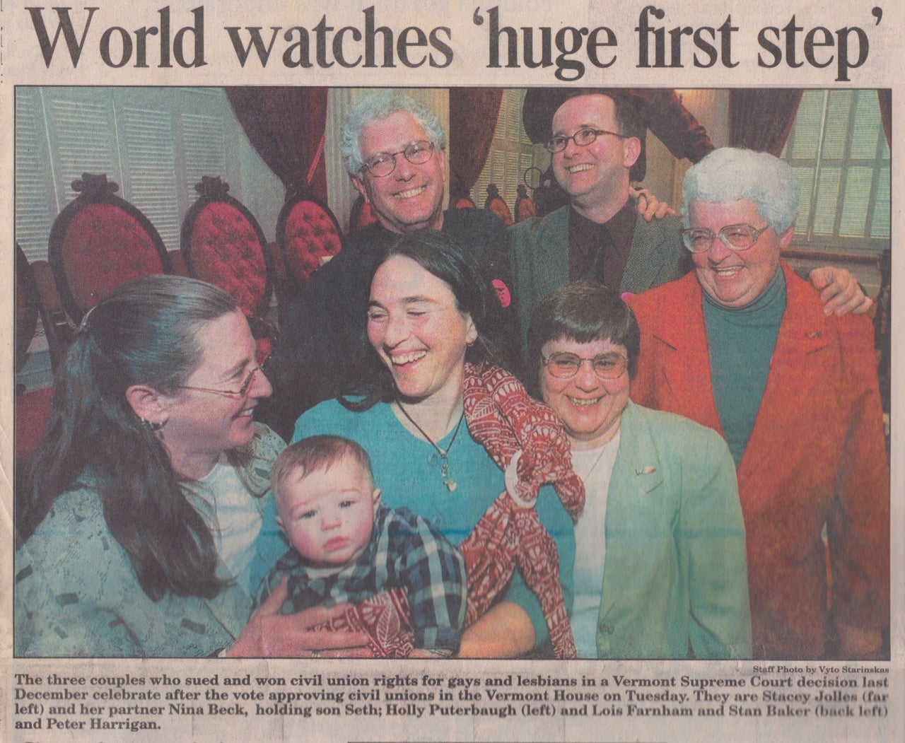 <em>Plaintiffs in Baker v. Vermont, 1998. (Rutland Herald)</em>