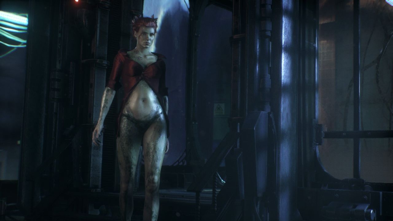 Poison Ivy appears in "Arkham Knight" with a barely-there shirt and a mossy crotch.