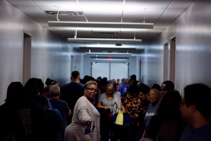 Voters crowd a polling station in Houston on Super Tuesday last month. 