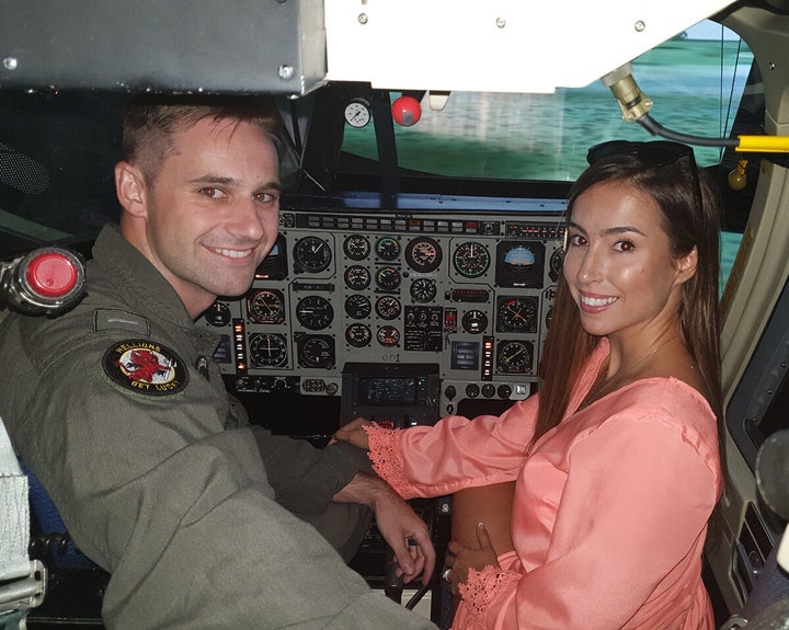 John and Kimber inside a helicopter, 2019