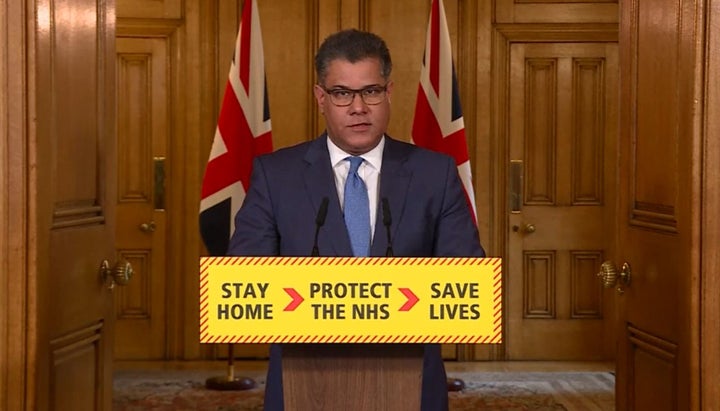 Business secretary Alok Sharma speaking during a media briefing in Downing Street.