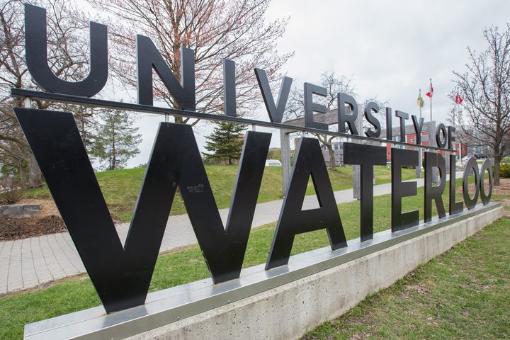 A sign for the University of Waterloo is seen here on April 29, 2019, in Waterloo, Ont. Waterloo is one of several universities in Canada working on a COVID-19 vaccine. 