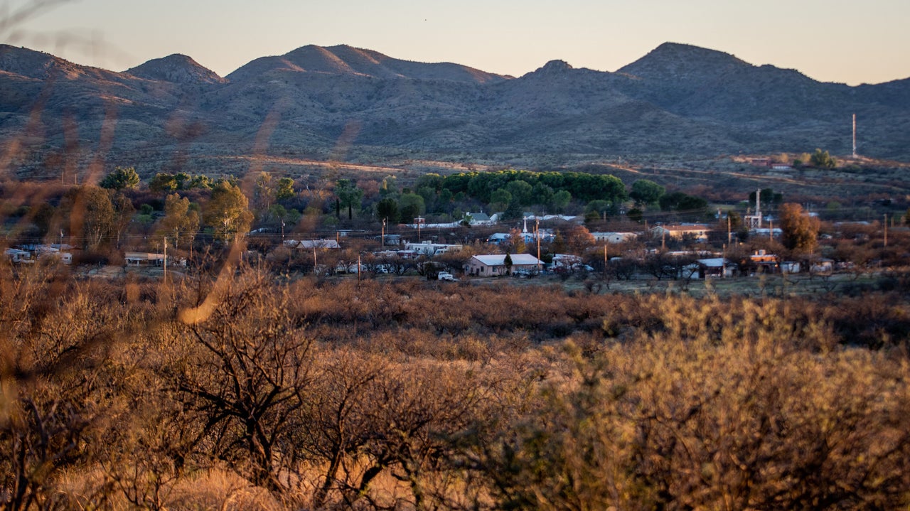 The sun sets over unincorporated community of Arivaca, 11 miles north of the U.S. Mexico border, on April 15.