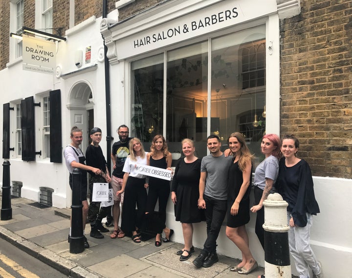 Staff in happier times outside The Drawing Room salon in Spitalfields