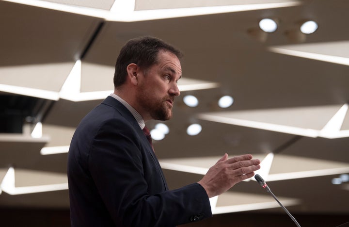 Conservative MP Dan Albas speaks during a news conference in Ottawa on Thursday.