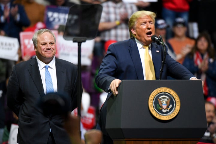 Secretary of the Interior David Bernhardt and President Donald Trump during a rally in Colorado on Feb. 20. 