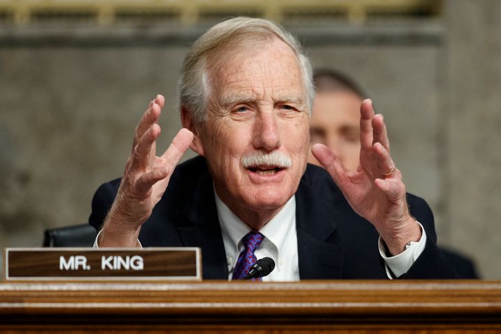 Senate Armed Services Committee member, Sen. Angus King, I-Maine, speaks during a Senate Armed Services Committee hearing on Capitol Hill in Washington, Thursday, Feb. 29, 2019. (AP Photo/Carolyn Kaster)