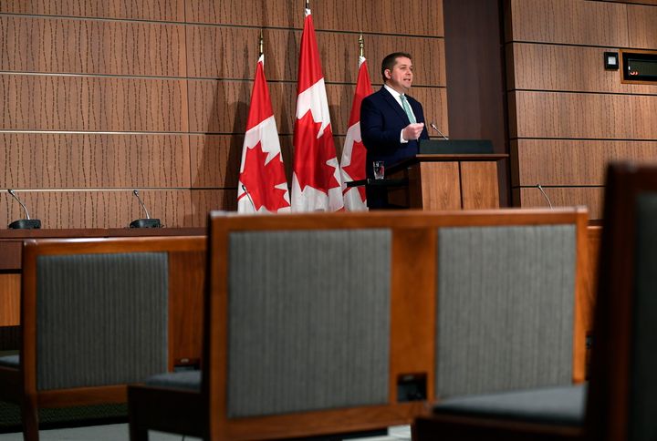 Conservative Leader Andrew Scheer on Parliament Hill in Ottawa on Apr. 19, 2020. Negotiations around re-opening the House of Commons are going down to the wire. 