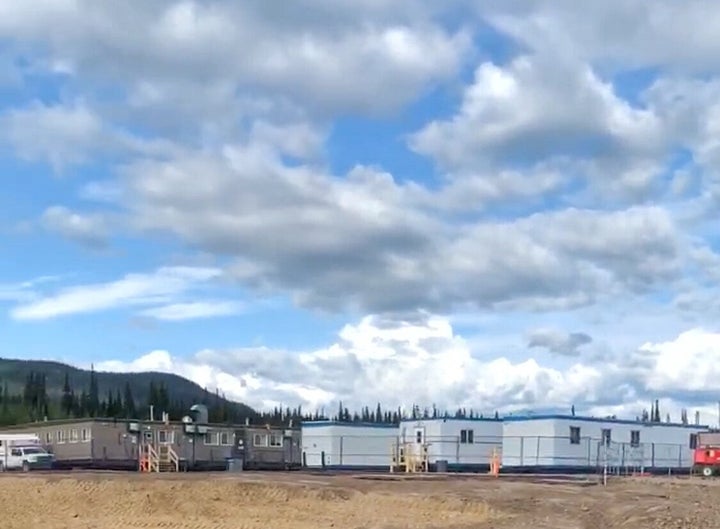 A work camp inside the Morice River access point in Wet'suwet'en territory is seen in the fall of 2019.