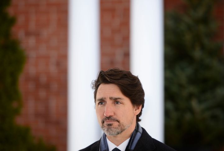 Prime Minister Justin Trudeau speaks from Rideau Cottage in Ottawa on April 20, 2020. 