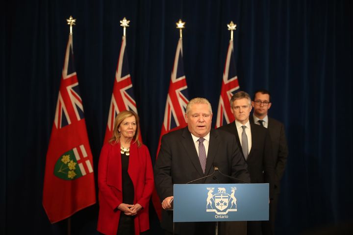 Premier Doug Ford holds a press conference about the COVID-19 pandemic in Toronto on March 19, 2020. 
