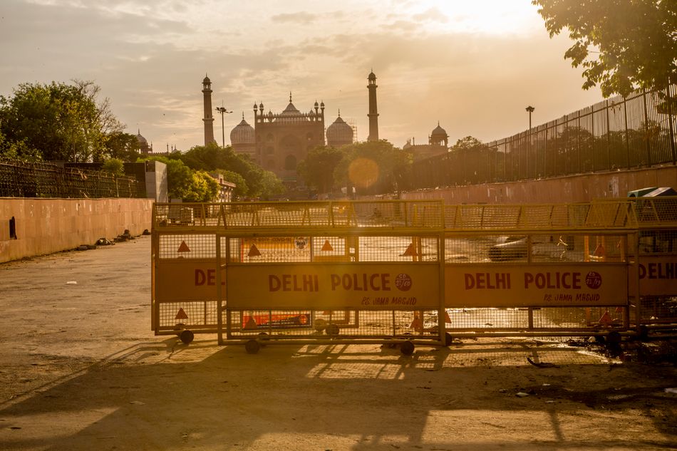 A closed Jama Masjid (Grand Mosque) as India remains under lockdown on April 20, 2020, in New Delhi.