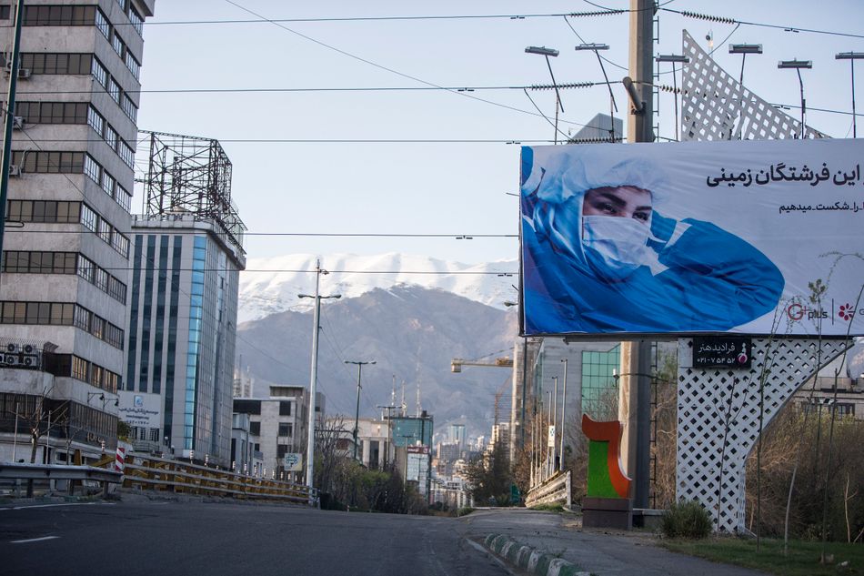 A photo on March 20, 2020, shows an empty street in Tehran, Iran.