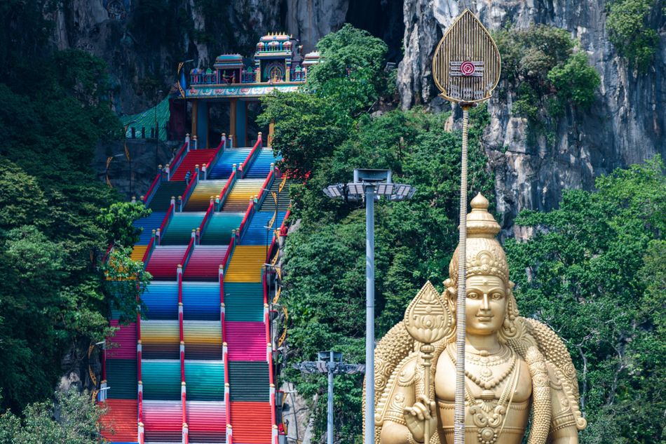 An empty staircase leading to the Batu Caves temple in Kuala Lumpur, Malaysia, on March 30, 2020.