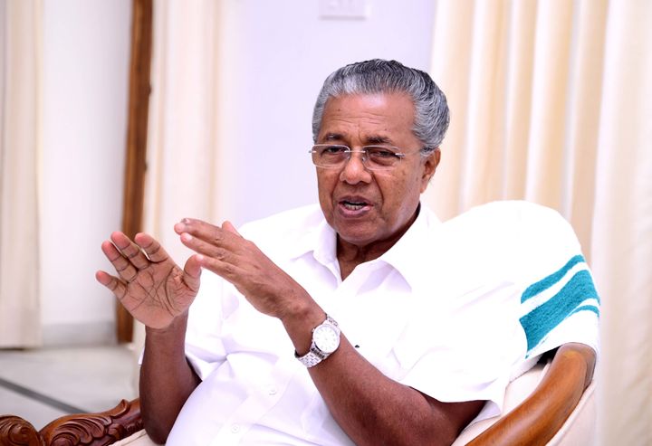 Chief Minister of Kerala Pinarayi Vijayan photographed in Delhi's Kerala House. 
