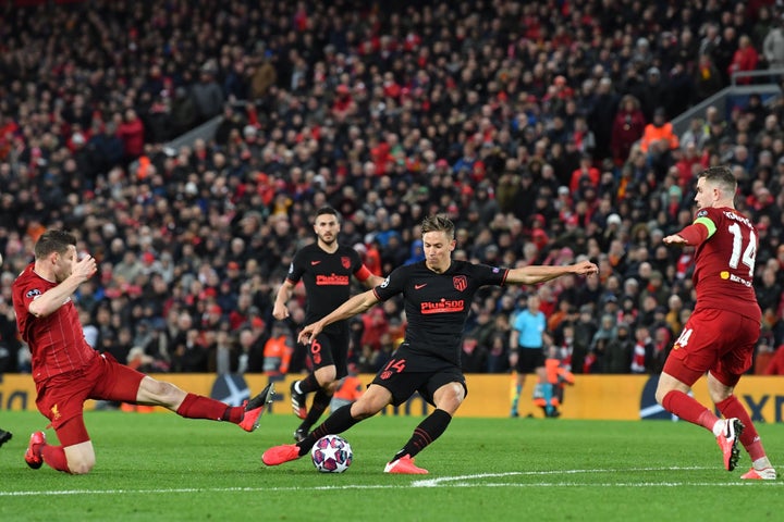 A match between Liverpool and Atletico Madrid at Anfield in Liverpool, March 11, 2020, is thought to have potentially contributed to the coronavirus outbreak in the U.K.